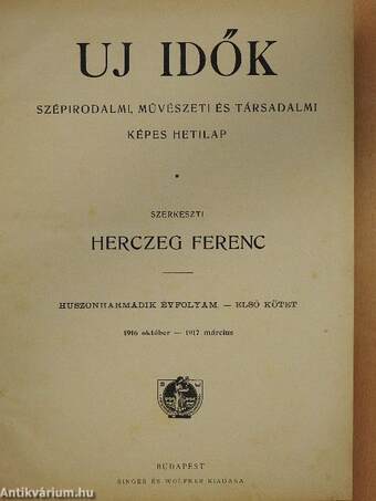 Uj Idők 1916. október-1917. március (fél évfolyam)