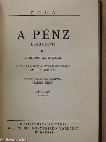 A pénz I-III./A coquevillei muri és egyéb elbeszélések