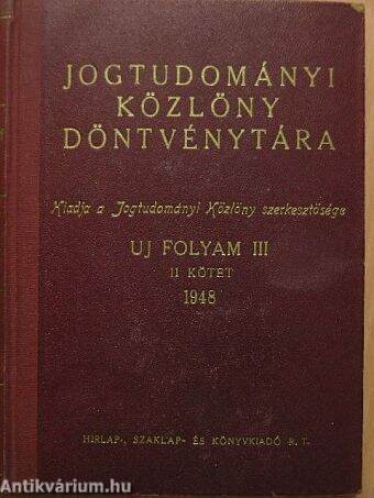 Jogtudományi közlöny döntvénytára 1948.