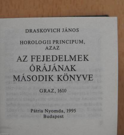 Horologii Principum, azaz az fejedelmek órájának második könyve (minikönyv) (számozott)