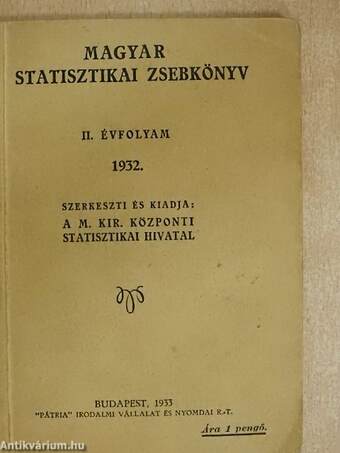 Magyar statisztikai zsebkönyv 1932.