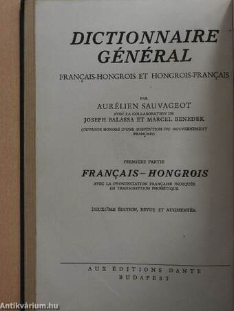 Francia-magyar és magyar-francia nagy kéziszótár I-II.