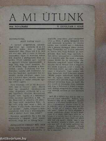 A mi útunk 1936. november-1937. június