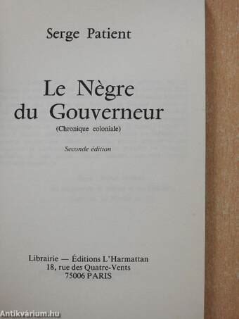 Le Négre du Gouverneur (dedikált példány)