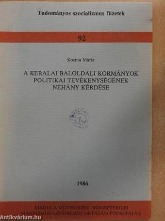 A keralai baloldali kormányok politikai tevékenységének néhány kérdése