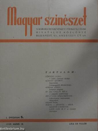 Magyar színészet 1939. május 18.