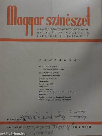 Magyar színészet 1940. március 4.