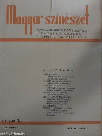 Magyar színészet 1939. junius 15.