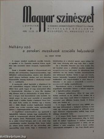 Magyar színészet 1939. junius 15.