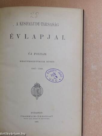 A Kisfaludy-Társaság évlapjai 1907-1908.