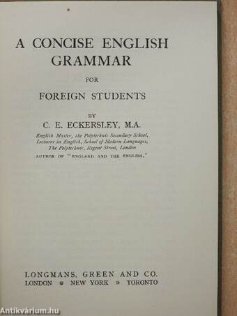 A Concise English Grammar for Foreign Students