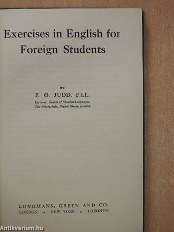 Exercises in English for Foreign Students