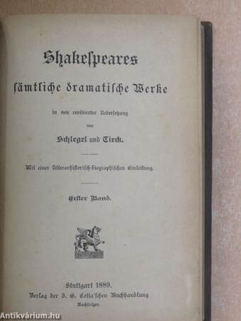 Shakespeares sämtliche dramatische Werke 1-4. (gótbetűs)