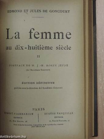 La femme au dix-huitiéme siécle I-II.