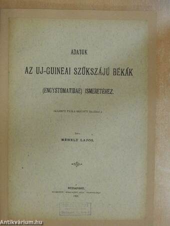 Adatok az Új-Guineai szűkszájú békák (Engystomatidae) ismeretéhez