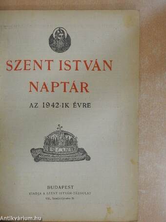 Szent István Naptár az 1942-ik évre