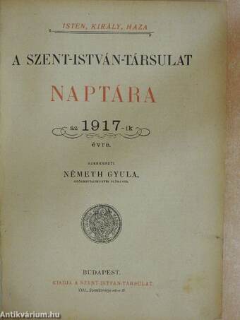 A Szent-István-Társulat naptára az 1917-ik évre