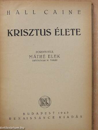 Krisztus élete I.