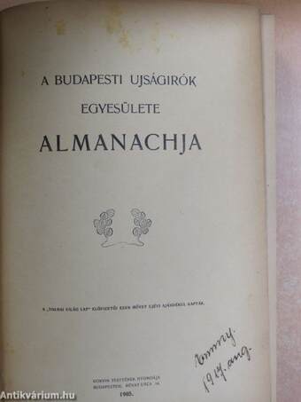 A Budapesti Ujságirók Egyesülete Almanachja 1905.