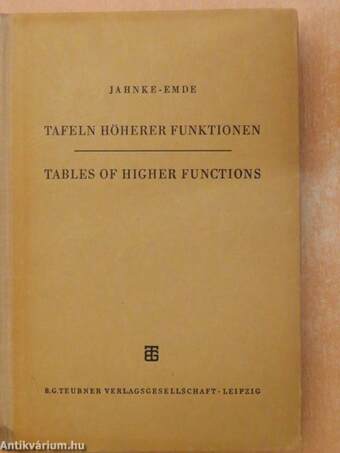 Tafeln höherer Funktionen/Tables of higher functions