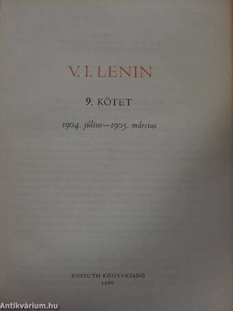 V. I. Lenin összes művei 9.