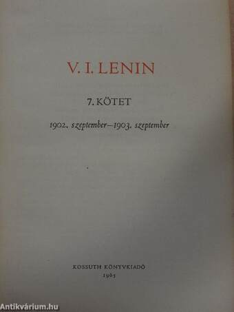 V. I. Lenin összes művei 7.