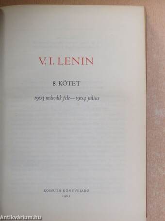 V. I. Lenin összes művei 8.