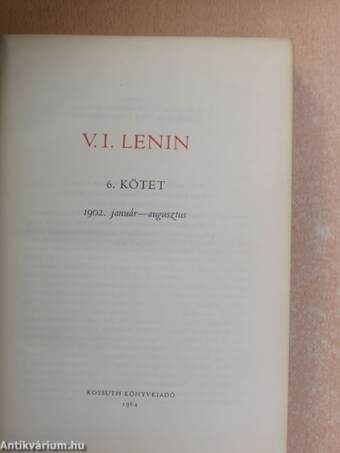 V. I. Lenin összes művei 6.