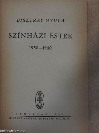 Színházi esték 1930-1940