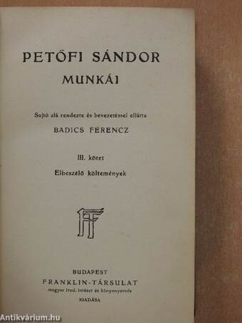 Petőfi Sándor munkái III.