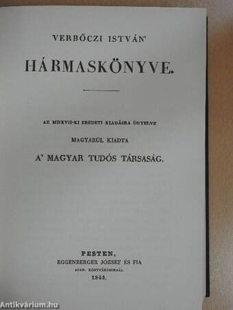 Verbőczi István hármaskönyve