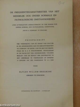 De Frequentiekarakteristiek van het menselijk oog onder normale en pathologische omstandigheden