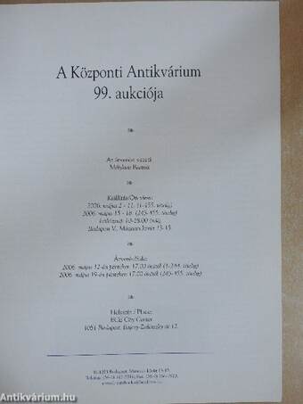 A Központi Antikvárium 99. aukciója