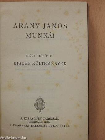 Arany János munkái II.