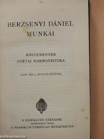 Berzsenyi Dániel munkái