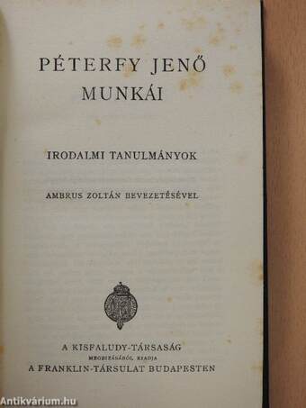 Péterfy Jenő munkái