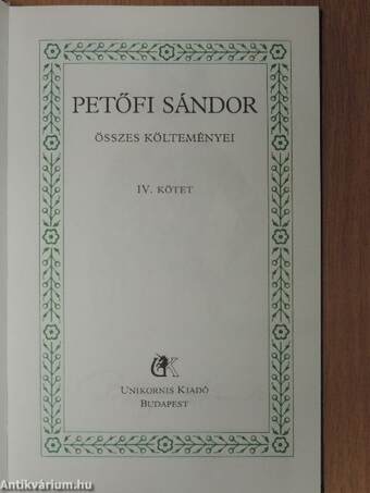 Petőfi Sándor összes költeményei IV. (töredék)