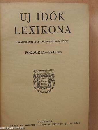 Uj idők lexikona 21-22. (töredék)