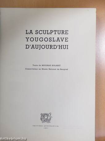 La Sculpture Yougoslave D'Aujourd'hui