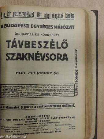 A budapesti egységes hálózat (Budapest és környéke) betűrendes távbeszélő névsora/A budapesti egységes hálózat (Budapest és környéke) távbeszélő szaknévsora