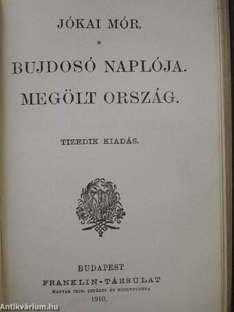 Szomoru napok/Bujdosó naplója/Megölt ország