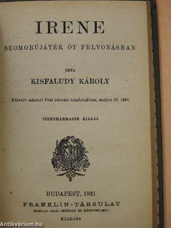 A kérők/Kisfaludy Károly vig elbeszélései/Irene