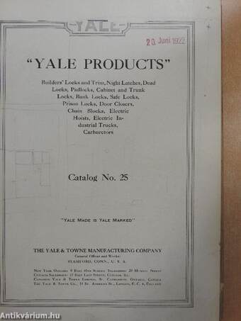 Yale Products Catalog No. 25 (rossz állapotú)