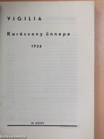 Vigilia 1936. Karácsony ünnepe IV.