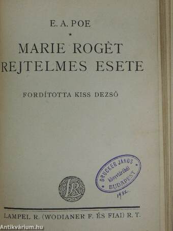 Rejtelmes történetek I-II./Marie Rogét rejtelmes esete