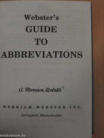 Webster's Guide to Abbreviations