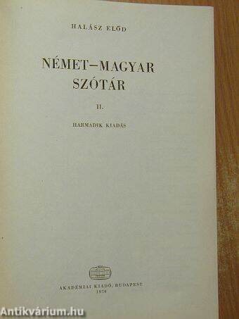 Német-magyar szótár II. (töredék)