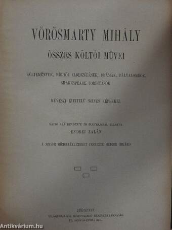 Vörösmarty Mihály összes költői művei