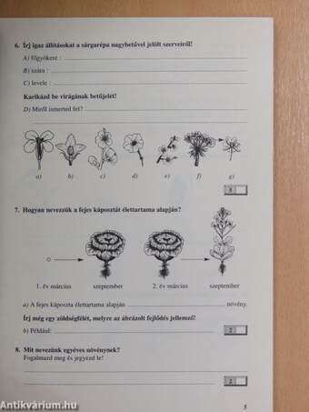 Természetismeret 5AB - Tudásszintmérő feladatlapok