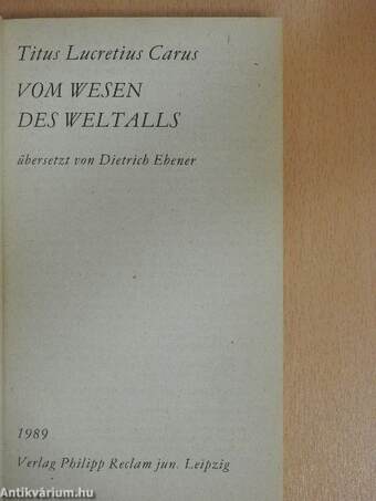 Vom Wesen des Weltalls